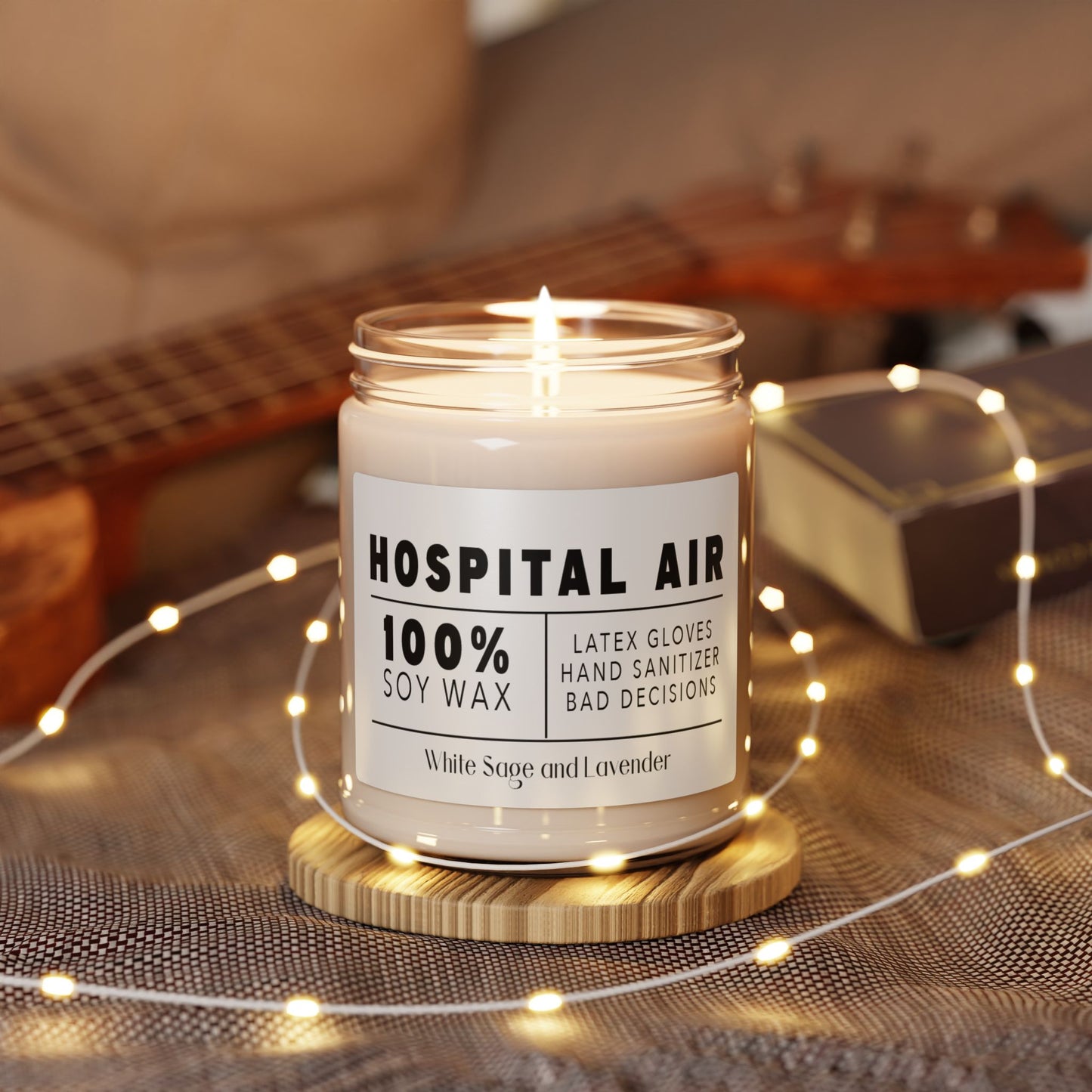 Hospital Air Scented Soy Candle - Clean Cotton Aroma, 9oz