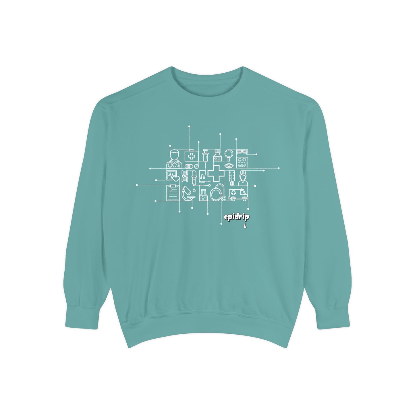 The Healthcare Crewneck, Cozy Unisex Apparel, Garment-Dyed Sweatshirt, Stylish Casual Wear, Gift for Friends, Unique Design