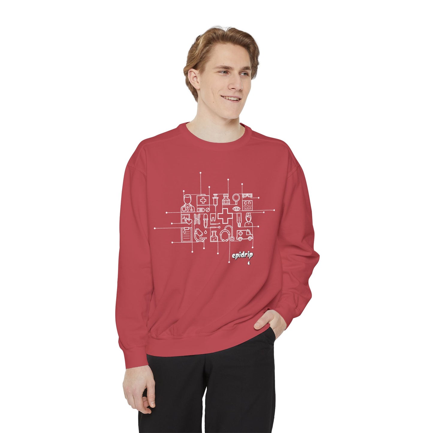 The Healthcare Crewneck, Cozy Unisex Apparel, Garment-Dyed Sweatshirt, Stylish Casual Wear, Gift for Friends, Unique Design