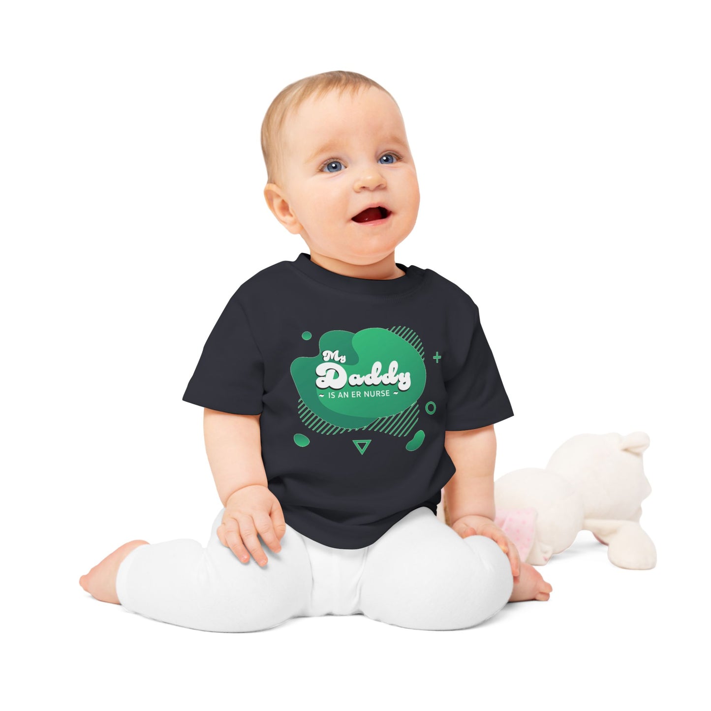 Green 'My Daddy is an ER Nurse' Baby T-Shirt, Cute Baby Outfit, Newborn Gift, Mother's Day Gift, NICU Awareness Clothing, Baby Shower Gift