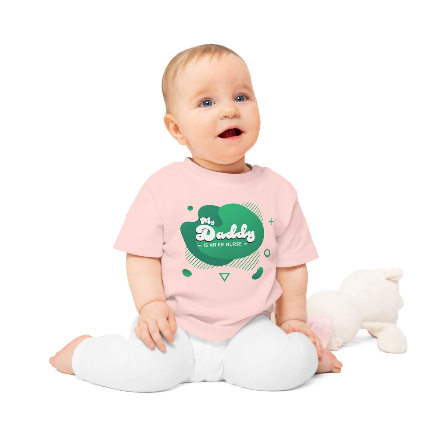 Green 'My Daddy is an ER Nurse' Baby T-Shirt, Cute Baby Outfit, Newborn Gift, Mother's Day Gift, NICU Awareness Clothing, Baby Shower Gift