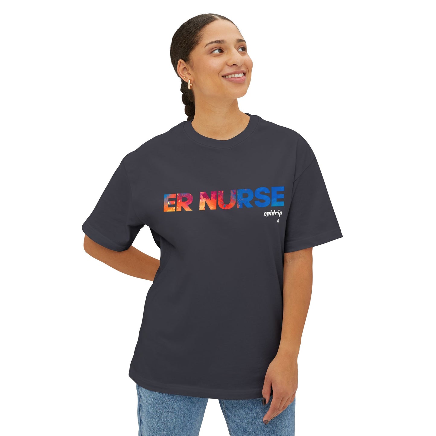 "ER Nurse" Boxy Tee - Fun Nurse Gift, Oversized T-Shirt, Healthcare Apparel, Nurse Appreciation, Casual Summer Wear