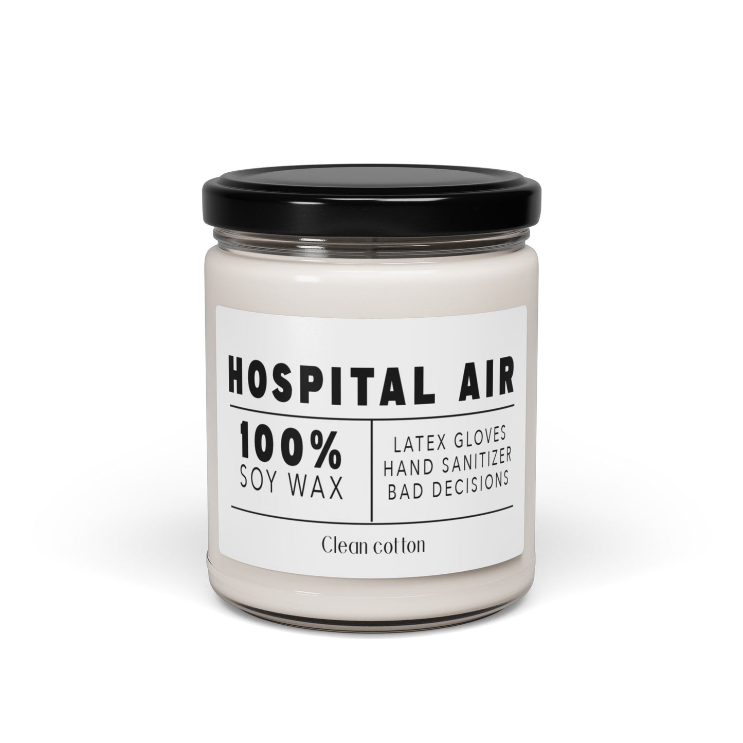 Hospital Air Scented Soy Candle - Clean Cotton Aroma, 9oz