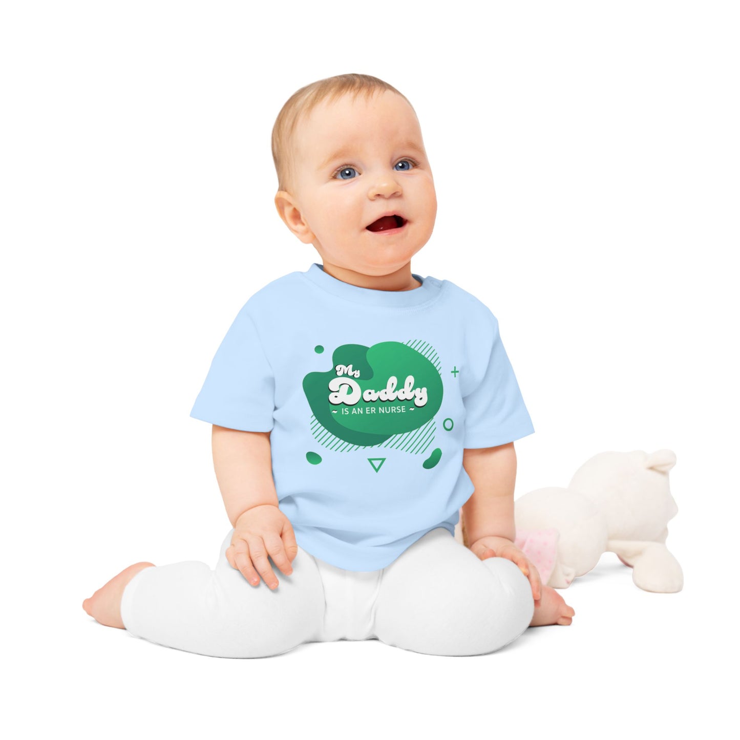 Green 'My Daddy is an ER Nurse' Baby T-Shirt, Cute Baby Outfit, Newborn Gift, Mother's Day Gift, NICU Awareness Clothing, Baby Shower Gift