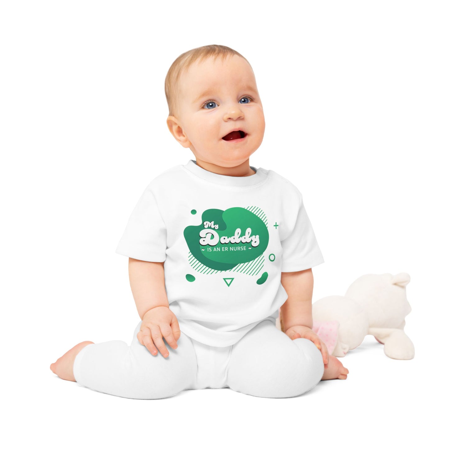 Green 'My Daddy is an ER Nurse' Baby T-Shirt, Cute Baby Outfit, Newborn Gift, Mother's Day Gift, NICU Awareness Clothing, Baby Shower Gift