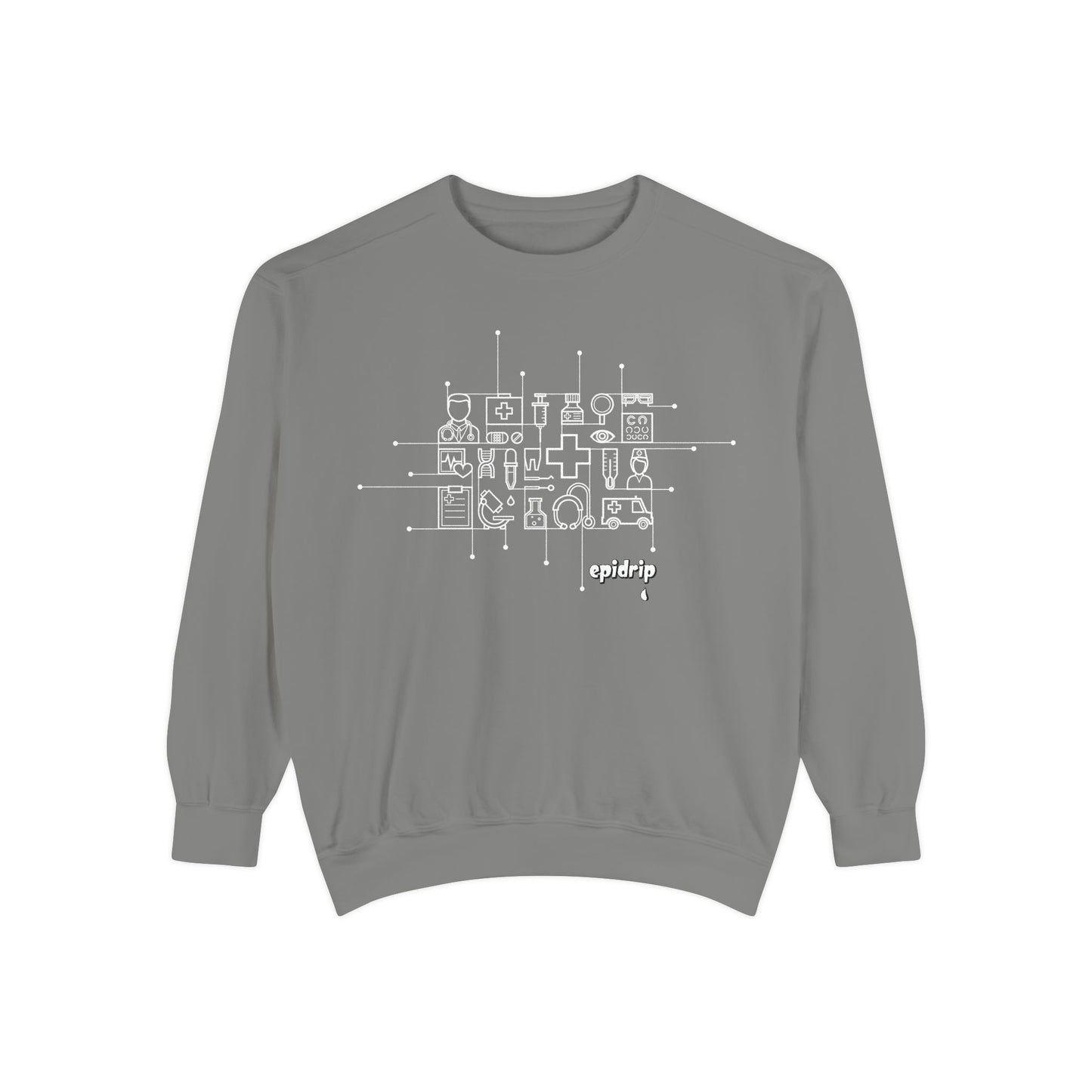 The Healthcare Crewneck, Cozy Unisex Apparel, Garment-Dyed Sweatshirt, Stylish Casual Wear, Gift for Friends, Unique Design