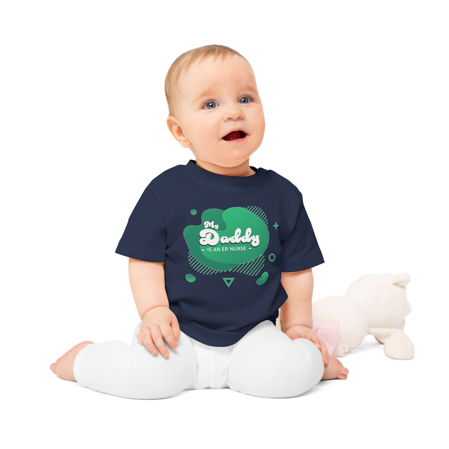 Green 'My Daddy is an ER Nurse' Baby T-Shirt, Cute Baby Outfit, Newborn Gift, Mother's Day Gift, NICU Awareness Clothing, Baby Shower Gift
