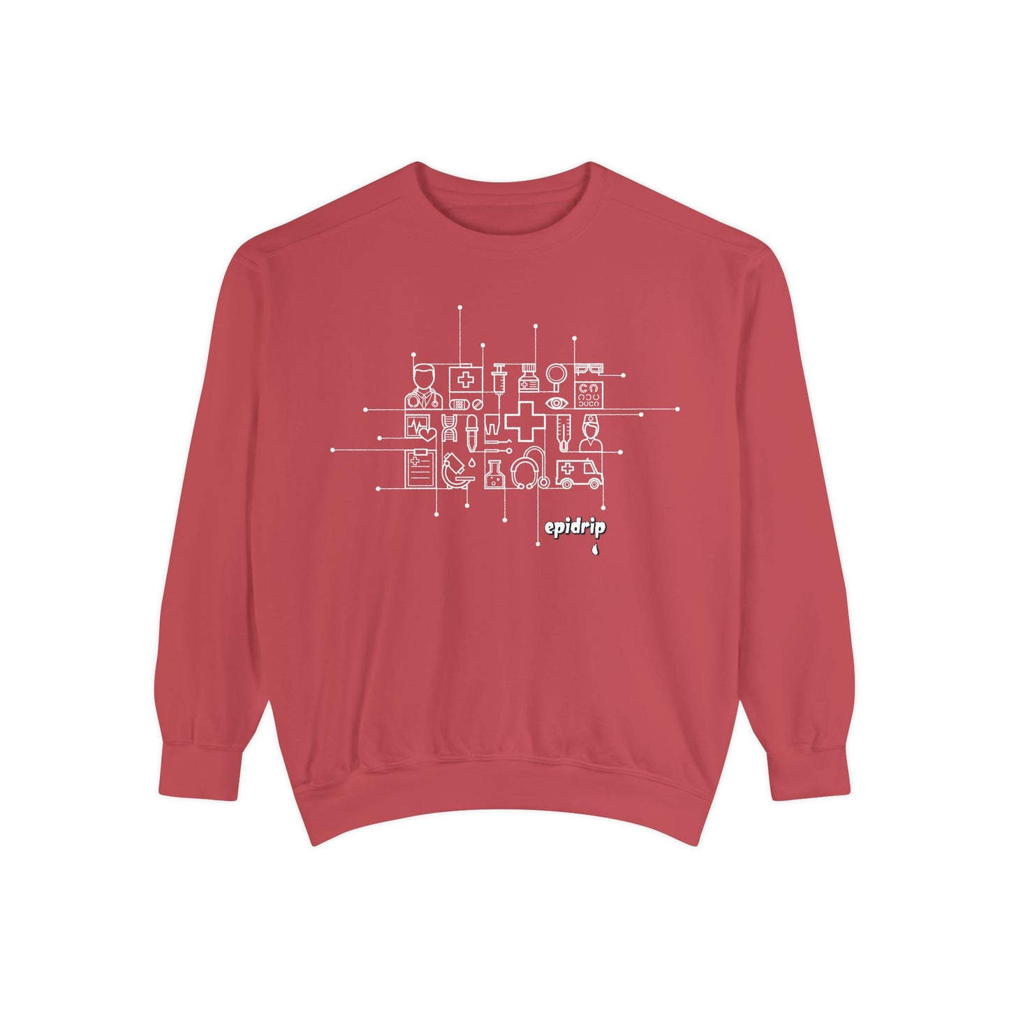 The Healthcare Crewneck, Cozy Unisex Apparel, Garment-Dyed Sweatshirt, Stylish Casual Wear, Gift for Friends, Unique Design