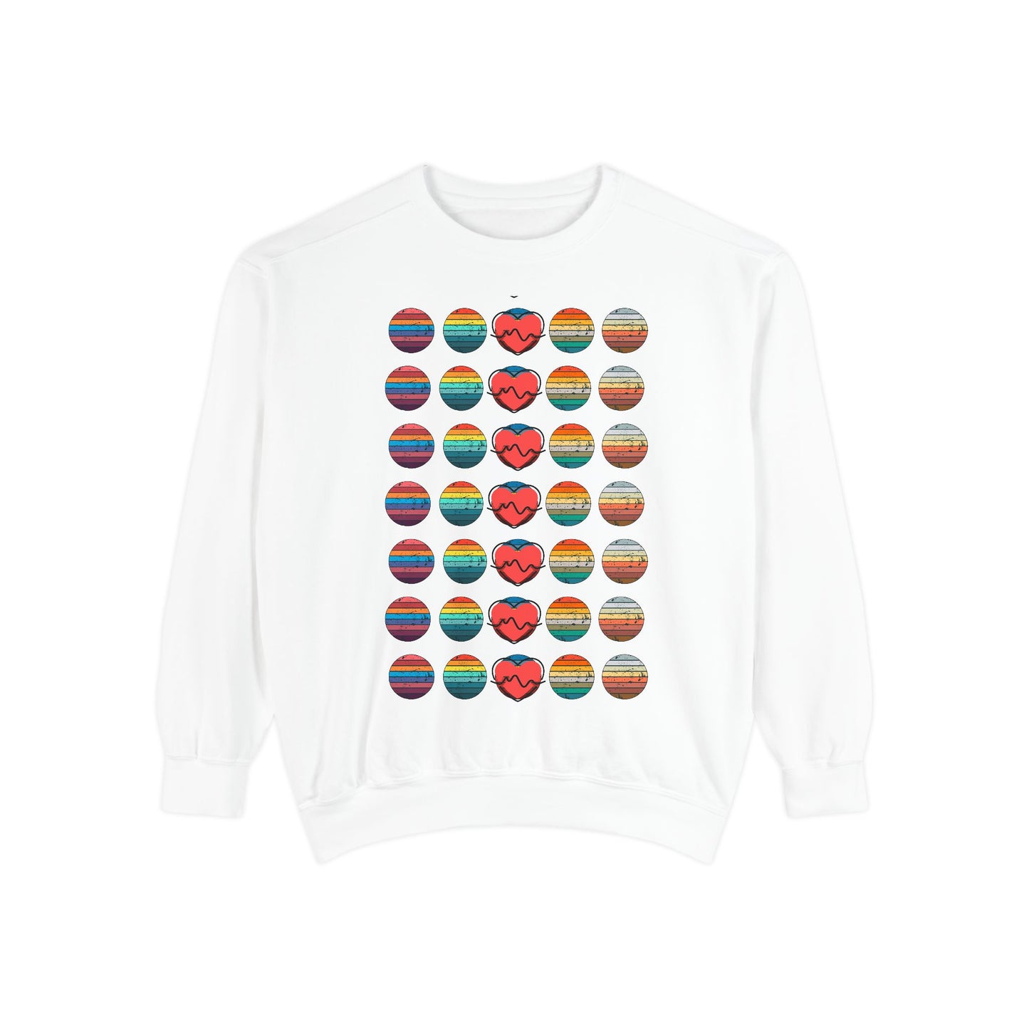 Colorful Heart Graphic Unisex Sweatshirt, Cozy Sweatshirt, Casual Wear, Gift for Her, Valentine's Day Apparel, Layering Top