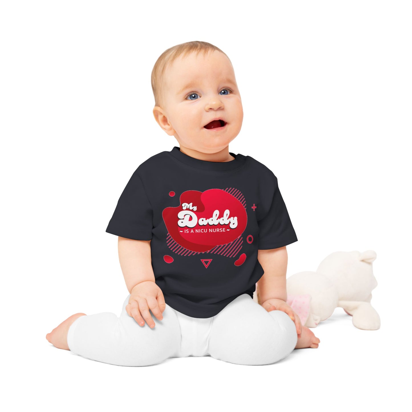 Red 'My Daddy is a NICU Nurse' Baby T-Shirt, Cute Baby Outfit, Newborn Gift, Mother's Day Gift, NICU Awareness Clothing, Baby Shower Gift