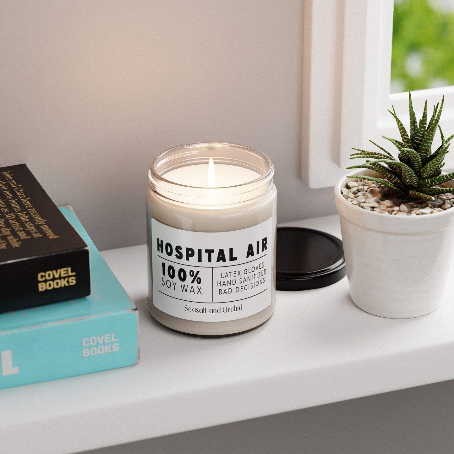 Hospital Air Scented Soy Candle - Clean Cotton Aroma, 9oz