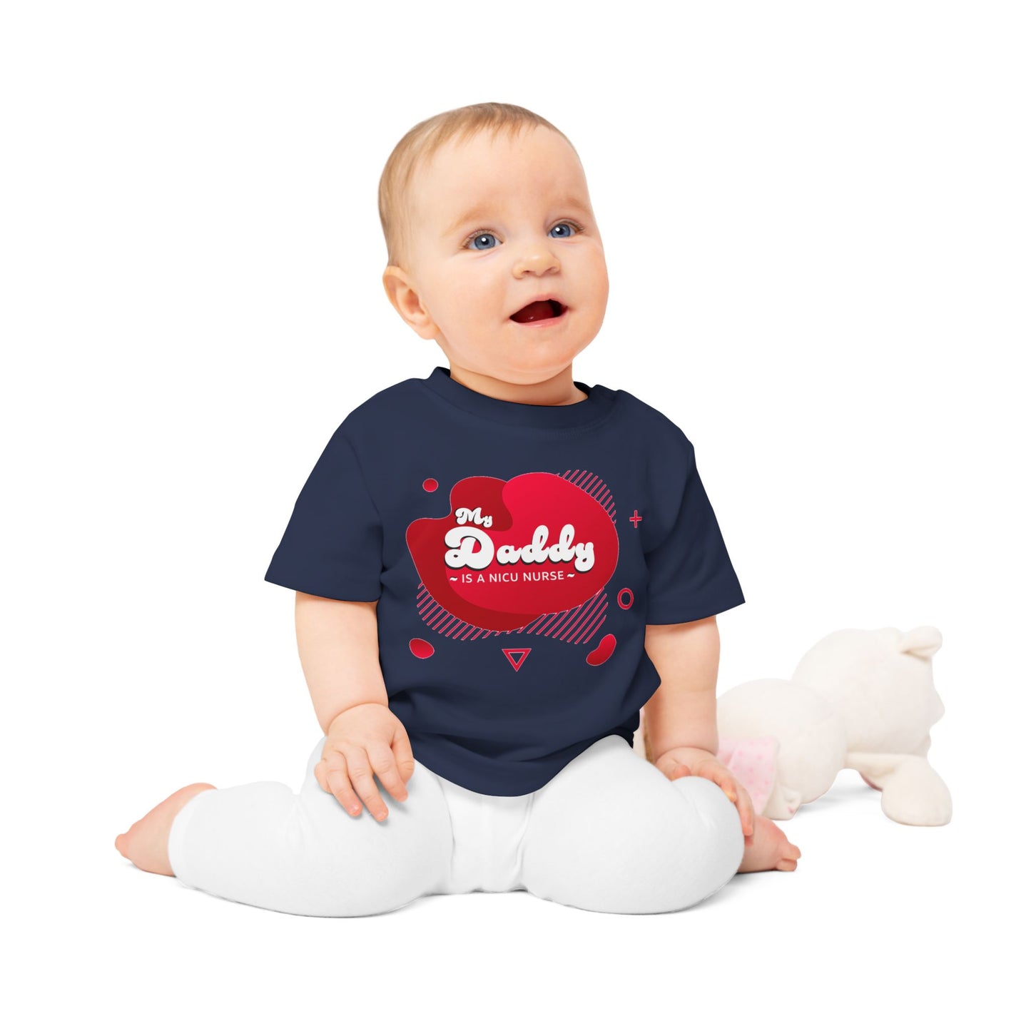 Red 'My Daddy is a NICU Nurse' Baby T-Shirt, Cute Baby Outfit, Newborn Gift, Mother's Day Gift, NICU Awareness Clothing, Baby Shower Gift