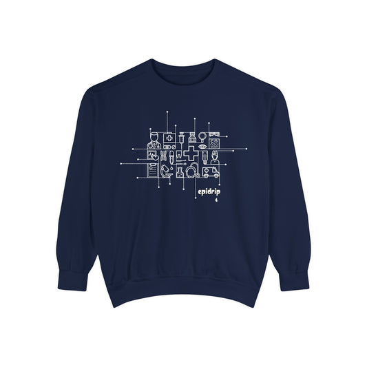 The Healthcare Crewneck, Cozy Unisex Apparel, Garment-Dyed Sweatshirt, Stylish Casual Wear, Gift for Friends, Unique Design