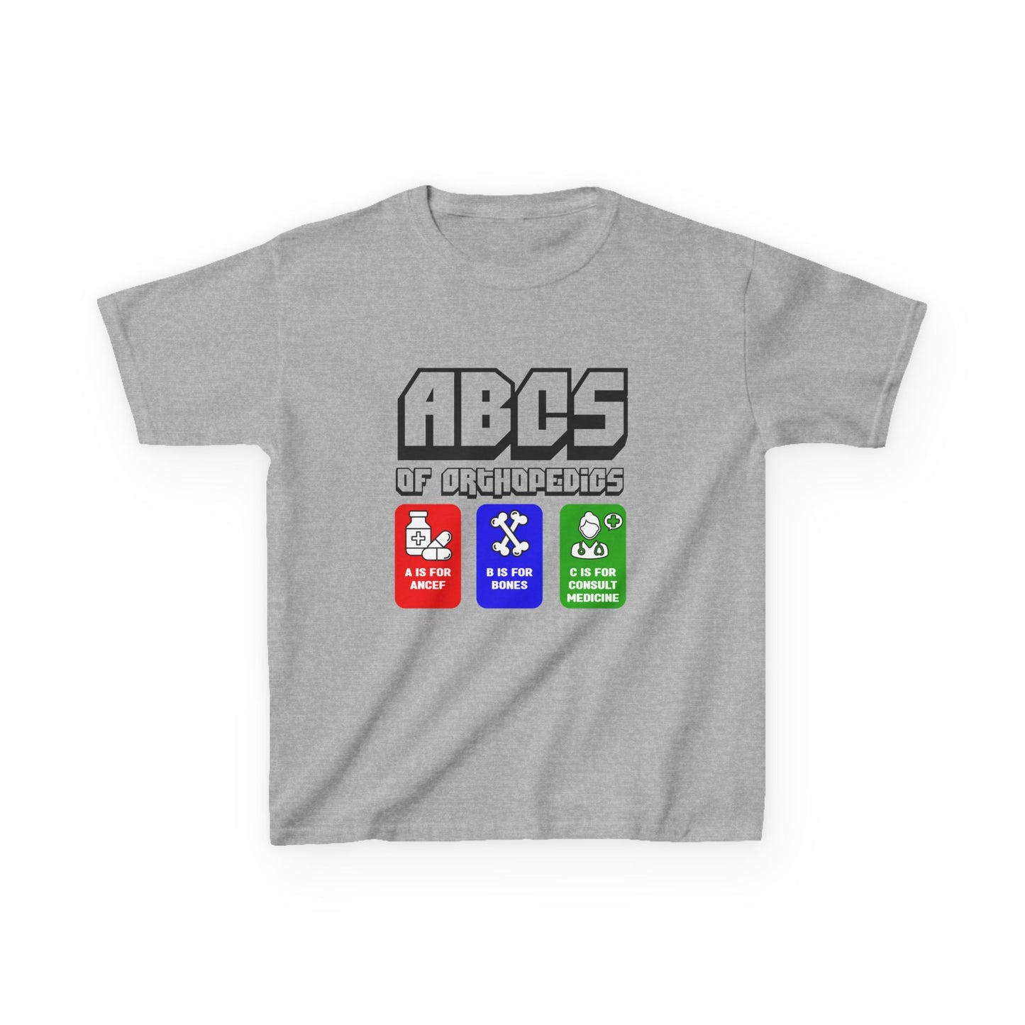 Kids Heavy Cotton™ Tee - 'ABCs of Orthopedics' Educational T-Shirt