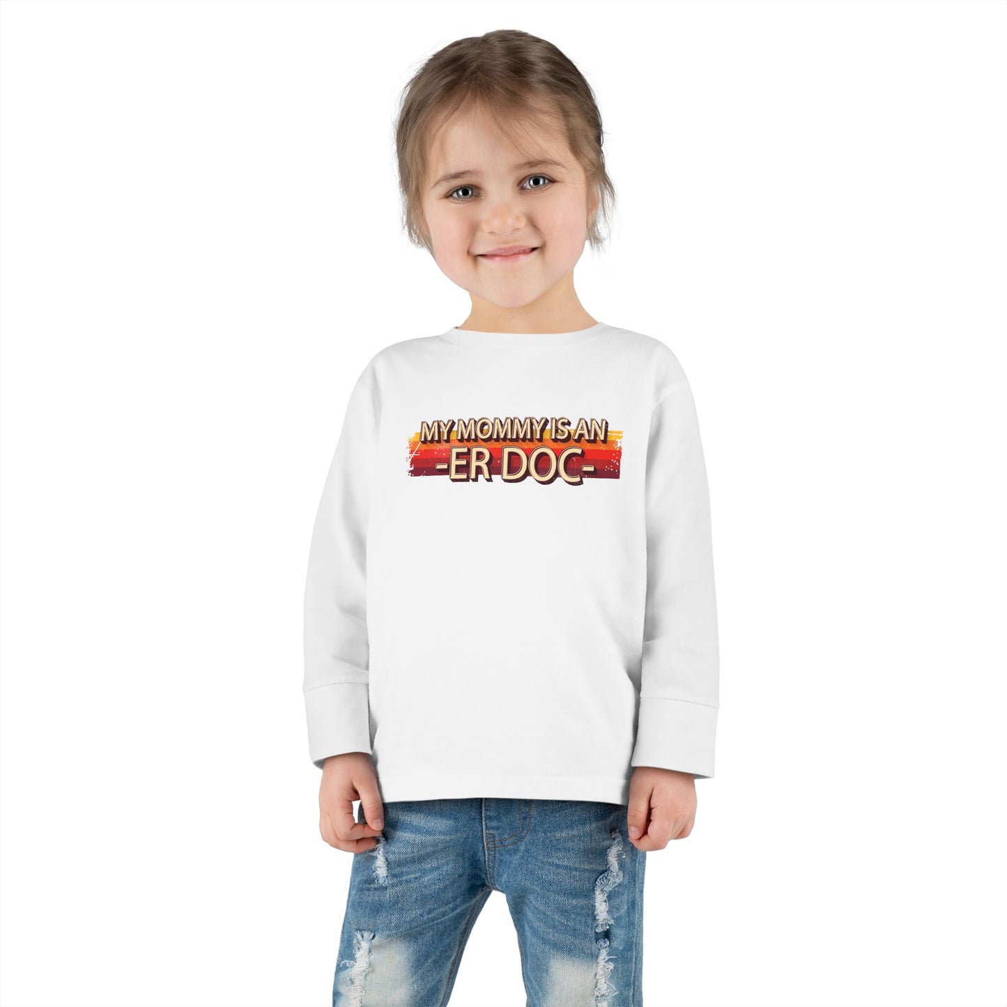 "My Mommy is an ER Doctor" Retro Toddler Long Sleeve Tee