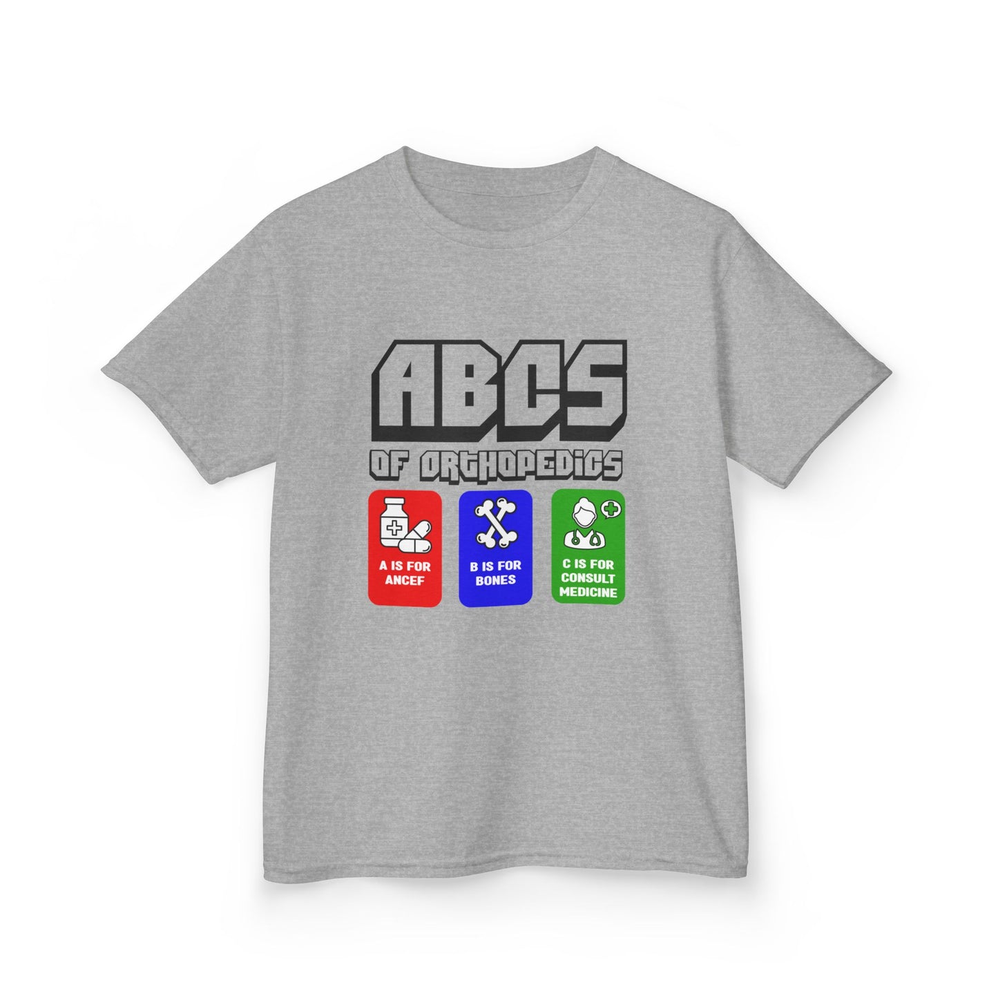 Kids Heavy Cotton™ Tee - 'ABCs of Orthopedics' Educational T-Shirt