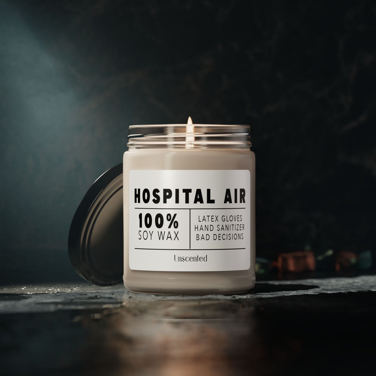 Hospital Air Scented Soy Candle - Clean Cotton Aroma, 9oz