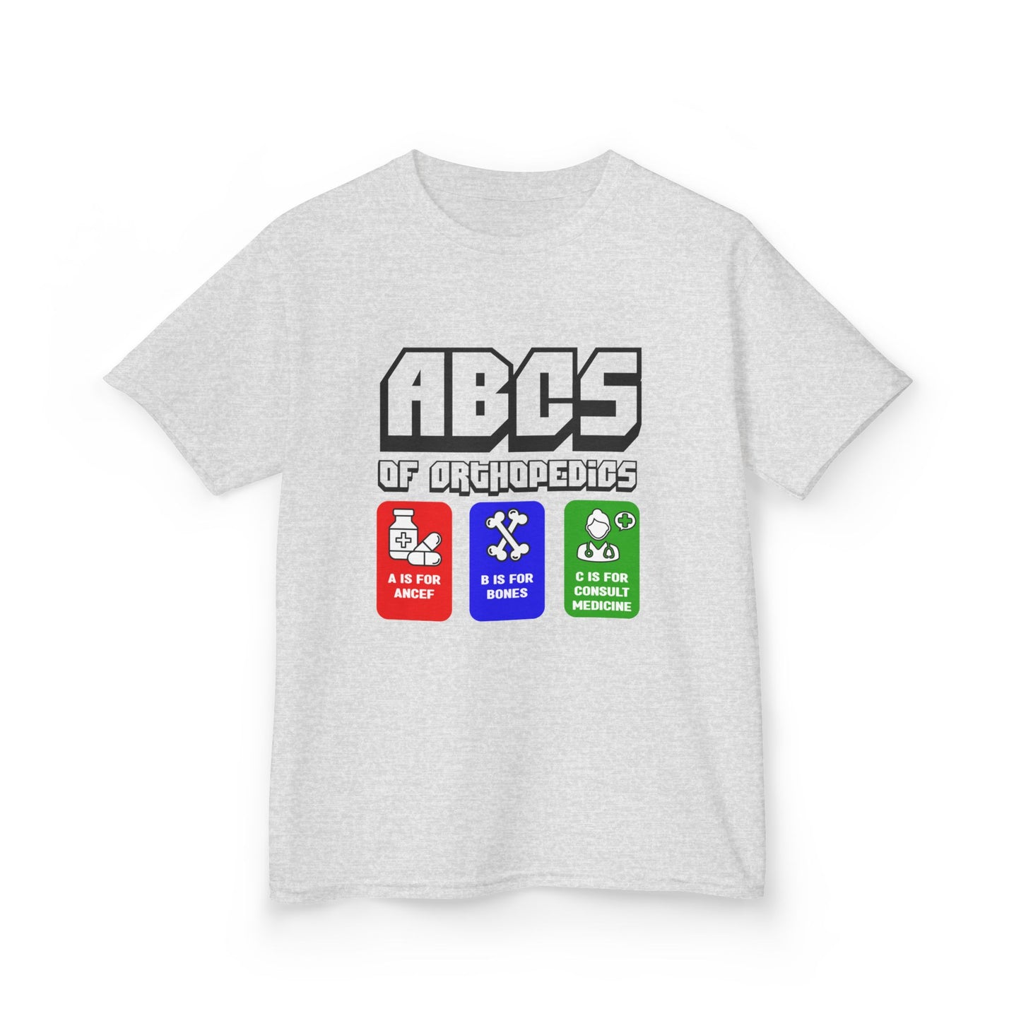 Kids Heavy Cotton™ Tee - 'ABCs of Orthopedics' Educational T-Shirt