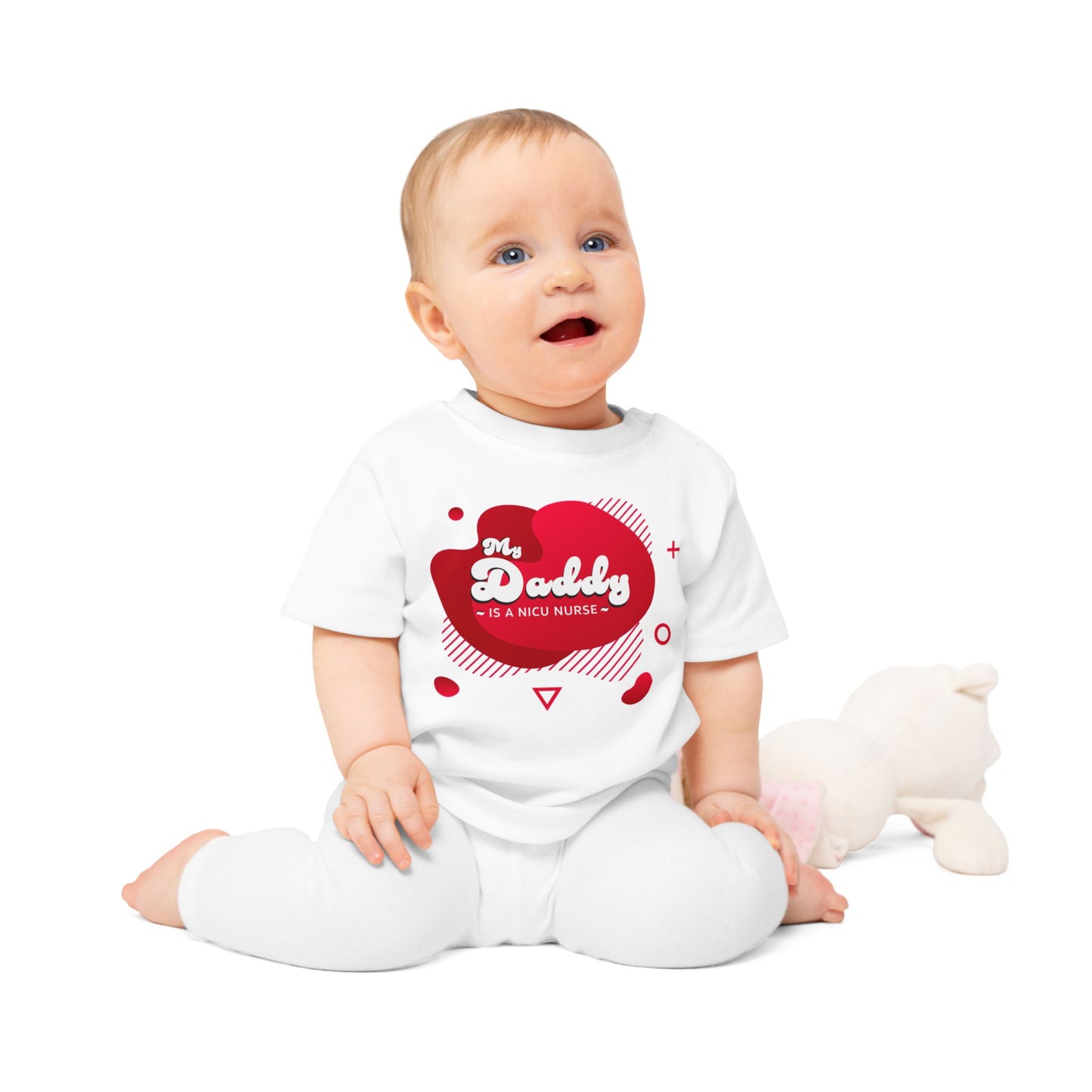 Red 'My Daddy is a NICU Nurse' Baby T-Shirt, Cute Baby Outfit, Newborn Gift, Mother's Day Gift, NICU Awareness Clothing, Baby Shower Gift